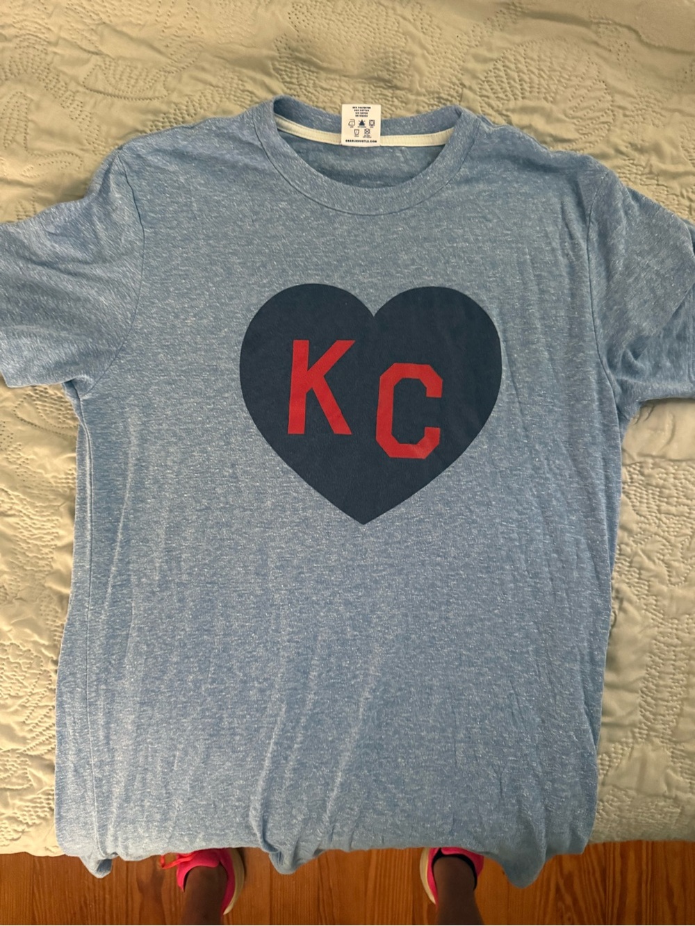 Charlie Hustle KC Heart Graphic Tee - Light Blue with Navy & Red